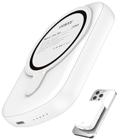 OIMYE Power Bank Magnetico 10000mAh, Caricatore Portatile Wireless, PD 20W Powerbank Magnetico a Ricarica Rapida Compatibile con MagSafe per iPhone 15/14/13/12/Pro/Pro Max