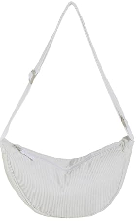 Crescent Bag Crossbody, Cord-Crossbody-Taschen für Damen, Mini-Crossbody-Tasche, Reisetasche, Weiss/opulenter Garten