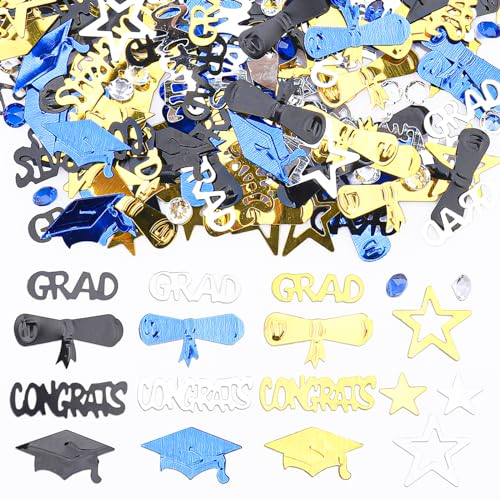 GoldRock Graduation Deko 2024 Bachelor Deko Konfetti Blue,500 Stk Ausbildung Prüfung Bestanden Deko Abschluss Deko Tischdeko, Congratulations Grad Bestandene Prüfung Geschenk,Abschluss Hut Streudeko