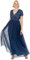 Maya Deluxe Women's Ladies Dress for Wedding Guest Plus Size Empire High Waist Sequins Short Sleeve Evening Bridesmaid, French Navy, 14