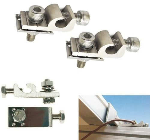 Clip de mise à la terre en acier inoxydable durable pour panneaux solaires, compatible avec rail en aluminium anodisé, 1/2 pièces (2 pièces)