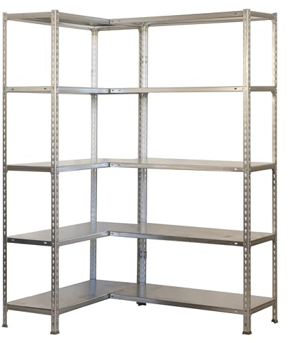 PROREGAL Eckregal Big Metal Shark | HxBxT 200x140x40cm | Fachlast 80kg | Verzinkt | Regal Standregal Aufbewahrungsregal