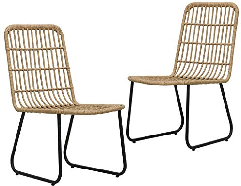 AUUIJKJF Gartenstühle aus Polyrattan, Eiche, 2 Stück