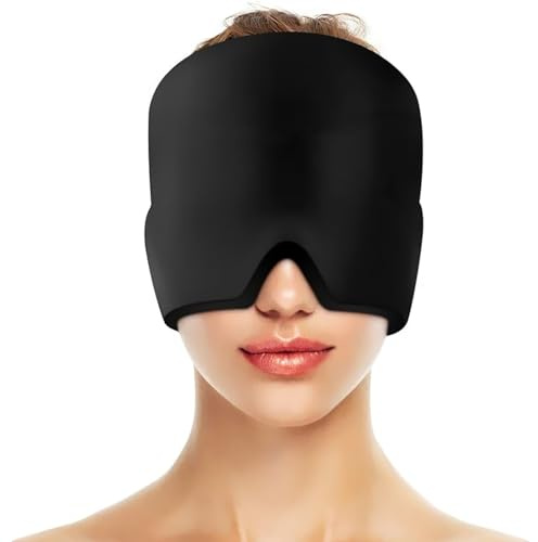 Gorro Migraña 360º, Migraña Gorro de Gel, Reutilizable Antifaz Gel Fríopara Dolor de Cabeza | Sinusitis | Efecto Frío y Calor - Uso en Congelador y MicroondasBlue (Negro)