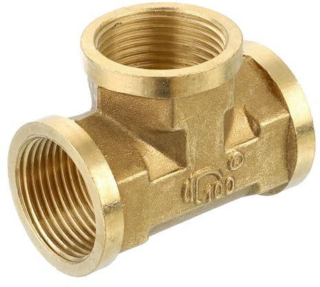 sourcing map Brass Tee Pipe Fitting, G3/4 x G3/4 x G3/4 3 Way T-Connector Fitting Coupler Adapter for Gas Transport Connect Pipelines, 1pcs