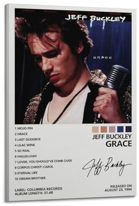szzmyo Jeff Buckley Poster, Anmut Album, Poster, dekoratives Gemälde, moderne ästhetische Leinwand, Poster, Schlafzimmer-Kunst, Wohnzimmer, Dekoration, Poster, 20 x 30 cm, Rahmenstil