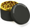 Grinder Pollen Crusher Ø 75 mm aus Aluminiumlegierung - 4-Teilig - für Spice, Kräuter, Gewürze, Herb, Kaffee Diamantförmige Zähne mit Pollen Scraper und Pinsel (Schwarz & Gold)
