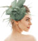 Chapeau Mariage Femme Chapeau Bibi Mariage Fascinator Chapeau Plume Mariage Fleurs Cheveux Mariage Fascinateurs en Plumes et Lin Fascinateur*1 et Bandeau*1 (FR/ES, Alpha/Lettres, M, L, Vert Haricot)