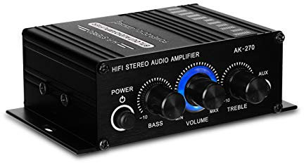 AK270 Stereo Audio Amplifier, Dual Channel Mini HiFi 20W x 2 Power Amplifier with 3.5mm AUX Input without Power Supply