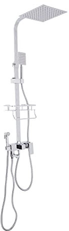 Système de douche 4 en 1, réglable en hauteur, en acier inoxydable, avec pistolet pulvérisateur et douchette, rotation à 360 ° et robinet rotatif à 180 °, colonne de douche pour salle de bain