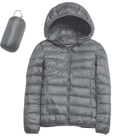 Giacca Donna Trapuntino Leggeri Piumino 100 Grammi Ripiegabile Imbottito Piumini con Cappuccio Invernale Antivento Taglie Forti Cappotto da Donna Mezza Stagione Antivento Giacconi Imbottiti Slim