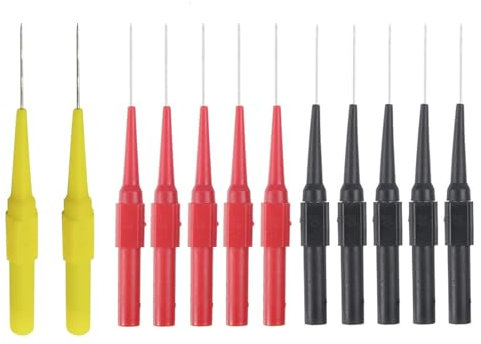 12 Stück Testsonde Multimeter Prüfsonde 0.7 mm Piercing Nadel Sonde Multimeter Messleitung Sonde Isolationspiercing Probe für Professionellen Messung(Rot, Schwarz, Gelb)