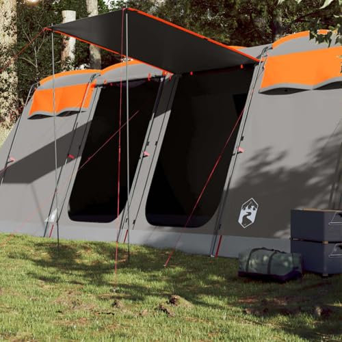 Xichuzi Tunnel-Familienzelt 10 Personen Grau und Orange Wasserdicht, Caming Zelt, Camping Tents, Camping-Zelt - 94621