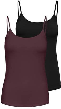 ONLY Damen Onllove Singlet 2Pack JRS Noos, Black, M (2er Pack)