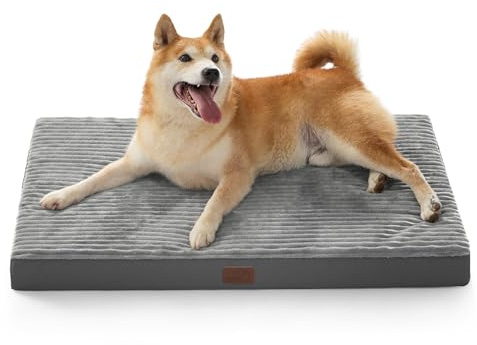 Bedsure waschbares Hundebett für mittelgroße Hunde - Komfortables Hundekissen mit rutschfester Unterseite und abnehmbarem Waschbezug, Charcoal Grey, 89x56x7cm