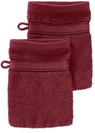 G BETTWARENSHOP Frottierserie Essential – Hochwertige Handtücher aus 100% Baumwolle – Saugstark, Weich & Pflegeleicht Waschhandschuh 2er Pack 15x21 cm, Bordeaux