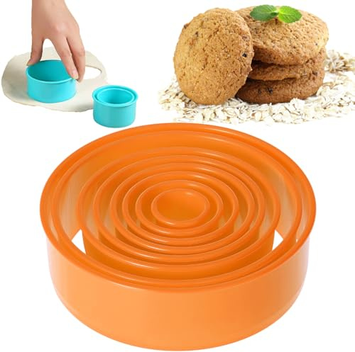 Cookie Cutter for Baking, 8 Sizes Round Cookie Cutters Shapes, Circle Cookie Cutters for Making Cookies, Donut Cakes Scone (13/12/10/8/7/6/4.5/2.5 CM)