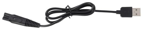 Ladekabel für Rasierapparat, 2 Stück, Kunststoff Metall Schwarz | Netzkabel für Elektrorasierer, Ersatzteil mit Robustem Aufbau, Sicher und Verschleißfest, Passgenau für Zubehör