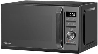 Toshiba Black Microwave 20 Liter Digital 800W Microwave Oven with 1000W Grill, Combination compact with 5 Power Levels, 8 Auto Menus, Grill, Combi, Digital Clock, Mirror Door Finish, MW3-AG20PF(MB)