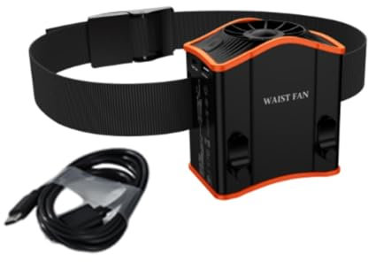 Gralara Waist Fan with Adjustable Belt with Flashlight for Travel Construction Site