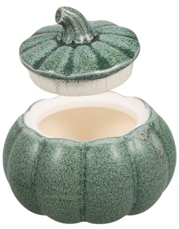 Amosfun Ciotola in ceramica a forma di zucca con coperchio, ciotola decorativa per zuppa per servire e conservare al vapore, grazioso design autunnale per la casa e le occasioni festive