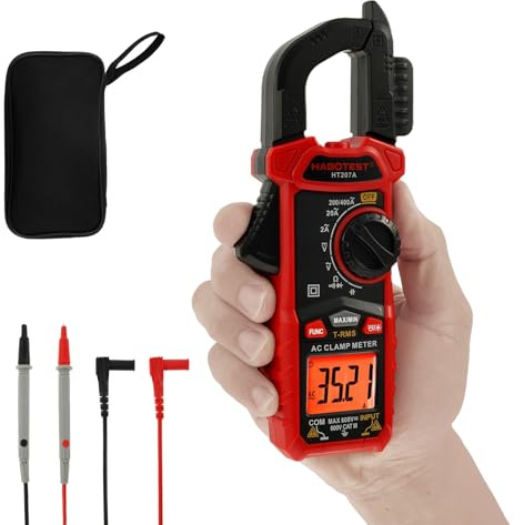 Stromzange AC DC Zangenamperemeter mit Led-Licht Strommesszange Automatische Abschaltfunktion Amperezange Gleichstrom zur Messung von Kapazität Widerstand Tromstärke