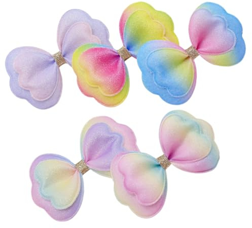 FRCOLOR Selbstgemacht Haarschleifen aus Gewebe mit Doppellagigem Farbverlauf 5 Stück Weich und Angenehm als Kinderhaarschmuck und Taschenverzierung