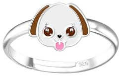 MONKIMAU - Hunde Kinderring 925 Sterling Silber - Verstellbar Silberring Mädchen - Ring Kinder hypoallergen