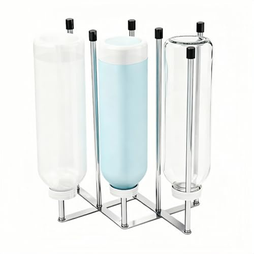 MxSplorion Bottle Holder for SodaStream, Foldable Bottle Drying Rack, Stainless Steel Dish Drainer Non-Slip Waterproof Dish Drainer Bottle for Various Bottles Cups