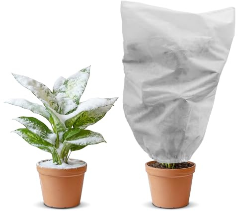GARDENIX Winterschutz für Pflanzen, 140 * 220cm Winterschutz für Kübelpflanzen 50g/㎡ Dicker Pflanzenschutz Winter Tasche mit Kordelzug, Gefrierschutz Kälte für Pflanzen