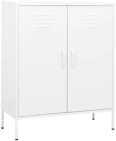 Owoxanthellate Aufbewahrungsschrank Weiß 80 x 35 x 101,5 cm Stahl Standspind mit 2 höhenverstellbaren Einlegeböden bis 90 kg Gesamtlast Modernes Design für Büro Flur Werkstatt Keller Balkon