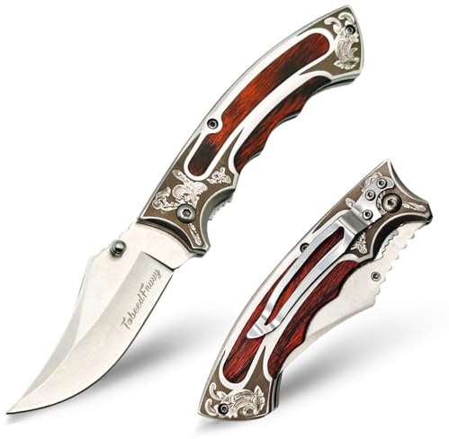 TobeedFnuuy Couteaux Pliants, Couteau de Poche, Fleurs Gravées Poignée Antidérapante, Portable Couteau Pliant d'extérieur, Collection Cadeau Décoration