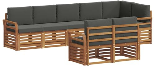 vidaXL Sofagarnituren 8 pcs Natur und Anthrazit Massivholz Akazie, Garten-Sitzgarnitur, modernes Lounge-Set, pflegeleichtes Gartenmöbel, gemütliche Terrassen-Sitzgelegenheit