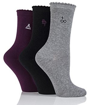 Damen 3 Paar SockShop Harry Potter Bestickte Detail Baumwollsocken - Sortiert 37-40