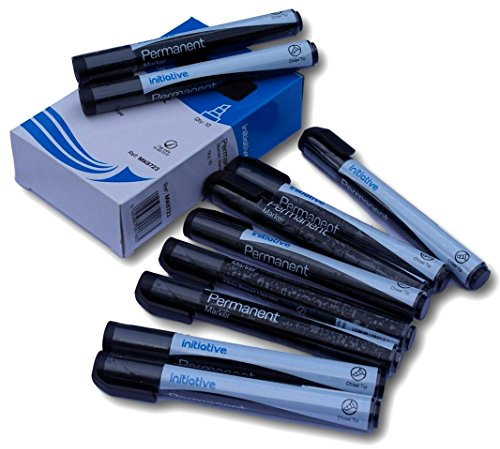 Pack of 10 black permanent chisel tip marker pens