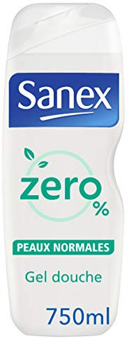SANEX - Gel Douche Sans Savon Zéro% (0%) Peaux Normales - Sans Colorants ni Substances Controversées - Formule Écoresponsable et Respectueuse de la Peau - 750 ml
