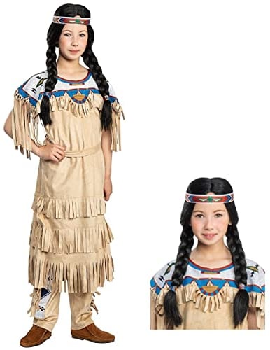 Maskworld Nscho-tschi Kinderkostüm mit Perücke - Indianer Western - Kindergröße: 134-140 - Lizenz-Kostüme aus den Karl-May-Filmen für Karneval und Motto-Party