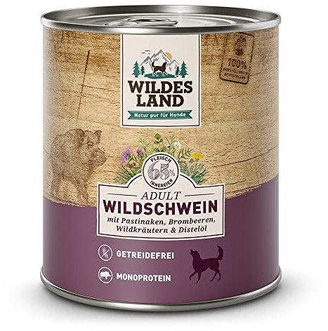 Wildes Land - Adult Wildschwein - 6 x 800 g - Nassfutter - Hundefutter