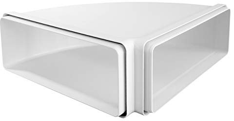 La Ventilation CCO229B horizontal gebogen 220 x 90 mm - mit Mundstücken F/F aus ABS für rechteckiges Rohr Farbe weiß