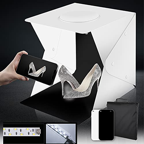 Portable Light Box Kit with LED Light, LED Light Tent Shooting Box 40cm Shooting Tent Photography Photo Studio Portable Tent Backdrop Lighting Cube