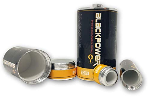 EKNA Pillendose rund - Geldversteck Batterie - 3er-Set Monozelle - Attrappe Blackpower - Pillendose klein für unterwegs