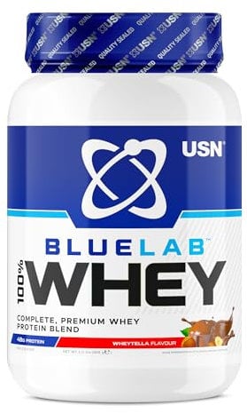 USN Blue Lab Whey Protein, Premium Molkenproteinpulver, wissenschaftlich entwickeltes Post-Workout Muskelaufbau Protein Pulver mit BCAAs, Wheytella, 908 g