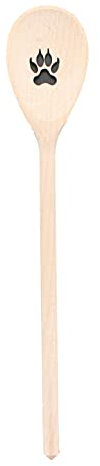 Teemando®, Kochlöffel aus Holz mit Motiv Wolf-Tatze, extra stabil, Naturprodukt: handgefertigt, unbehandelt, Rührlöffel aus Buche, oval 30 cm, das besondere Geschenk