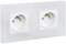 Navaris Prise de courant murale - Double prise type E avec terre encastrable design cadre en verre - Prise électrique standard blanche