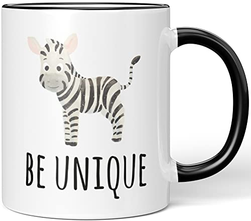JUNIWORDS Tasse, Be Unique Zebra, Wähle Farbe, Schwarz
