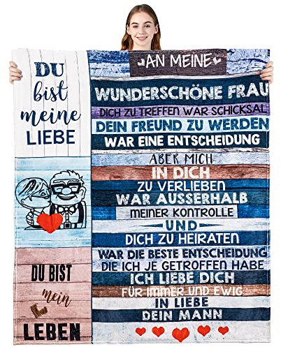 Personalisiertes Decke Geschenk Für Meine Frau, Bedruckte Sofa-Reisedecke, Weihnachten Geburtstag Jahrestag Valentinstag Paargeschenk (80“X 60, Frau Schicken)