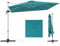 COSTWAY Parasol Déporté 3x3M, Parasol de Jardin Carré avec Base en Croix, Inclinable avec 5 Angles et Hauteurs Réglables, Parasol Excentré Rotatif à 360° avec Manivelle et Double Toit(Bleu)