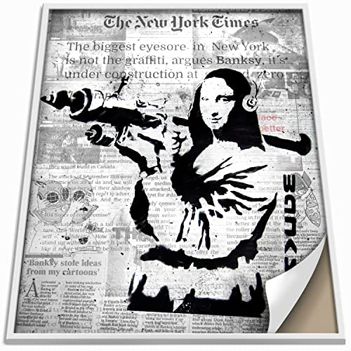 Boikal Collection Banksy Bilder ohne Rahmen Wandbilder XXL Poster Set - Mona Lisa - 1-teilig, 50 x 70 cm B2,