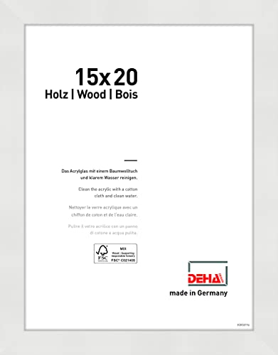 DEHA Design Bilderrahmen, 15 x 20 cm, Holz, Weiß, Fotorahmen zum Auftstellen im Hoch- & Querformat, bruchsicheres Kunstglas, Fontana
