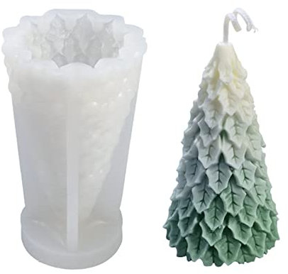 Moule à Bougie d'arbre de Noël Moule à Bougie Sapin de Noël Moule Silicone en Forme Arbre de Noël 3D Moule à Bougie de Noël Moule en Silicone pour Bougies de Noël pour Décoration de Noël (A)